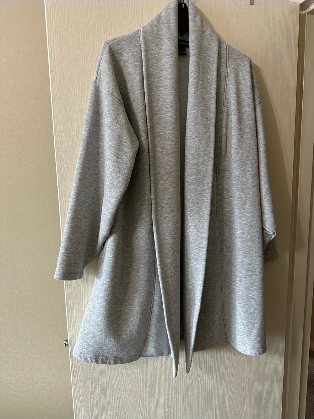 Streetwear Society Light Gray Open Front Shawl Collar Coatigan